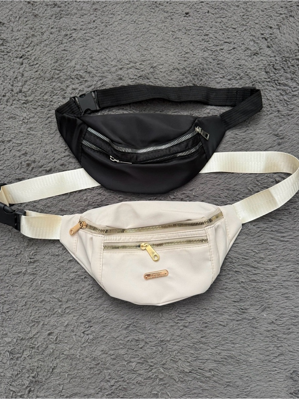 2-Pack Belt Bag Bundle β Black & Cream Crossbody Fanny Packs